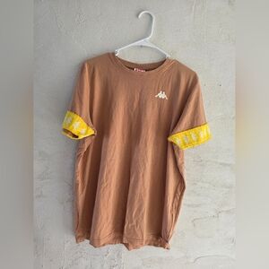 Kappa Men's Tan and Yellow Short Sleeve Tee
